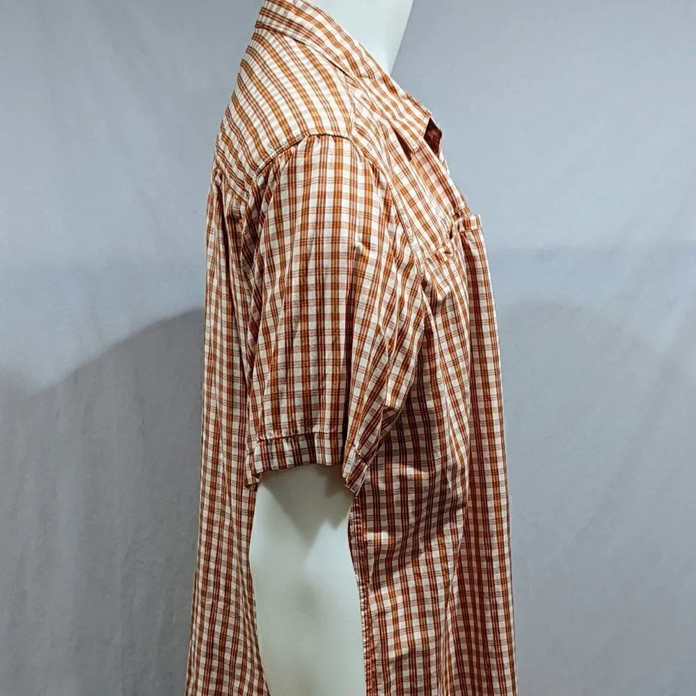 THE NORTH FACE orange plaid short sleeve‎
